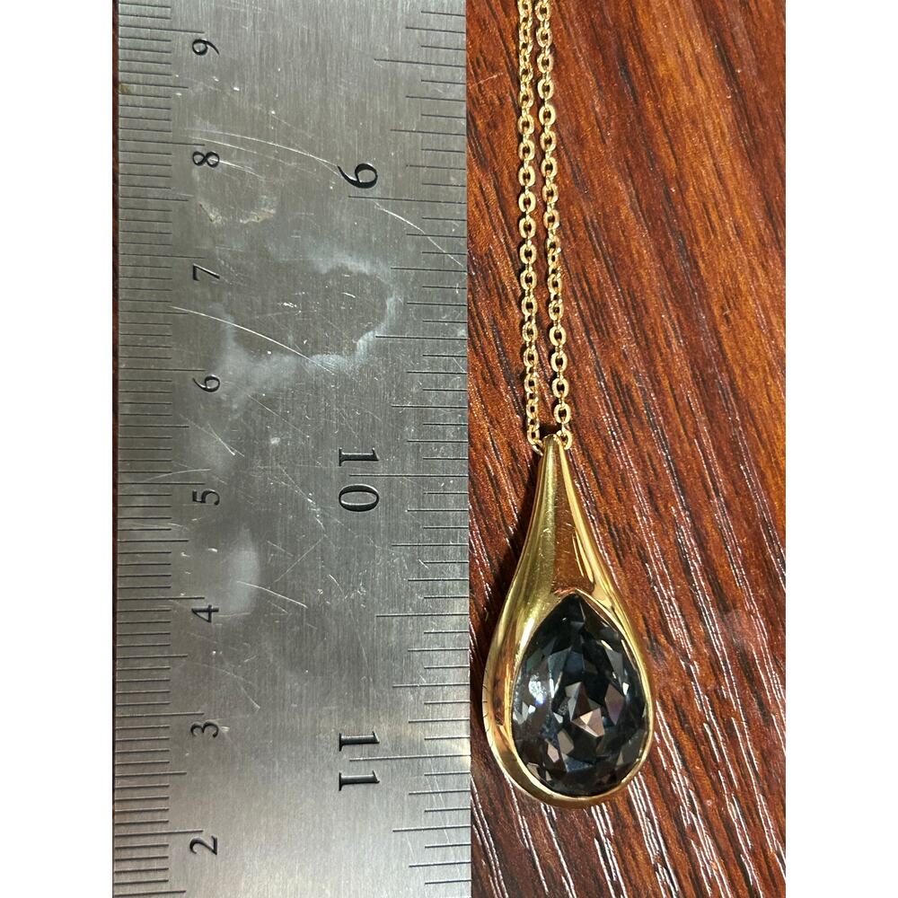 Vintage Authentic Swarovski Gold Plated Large Teardrop Crystal pendant necklace - Picture 16 of 16